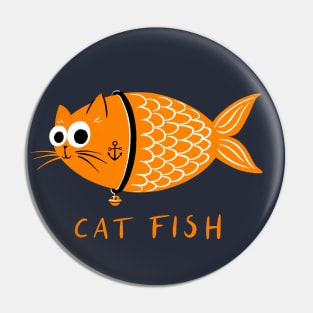 Funny Cat Fish with Anchor Tattoo Pin