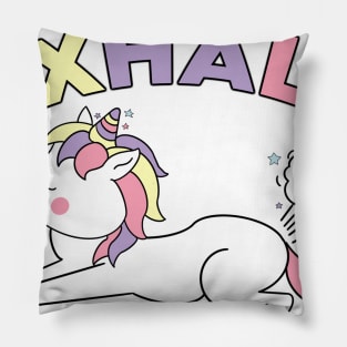 Exhale Funny Yoga Unicorn Lovers Gift Pillow