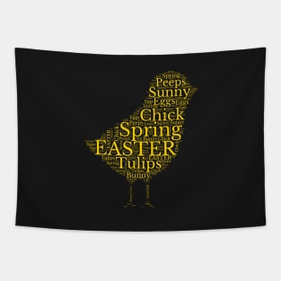 Cute Yellow Chick Easter Words Tapestry