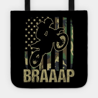 Braaap Camouflage American Flag Motocross Dirt Bike Gift Tote