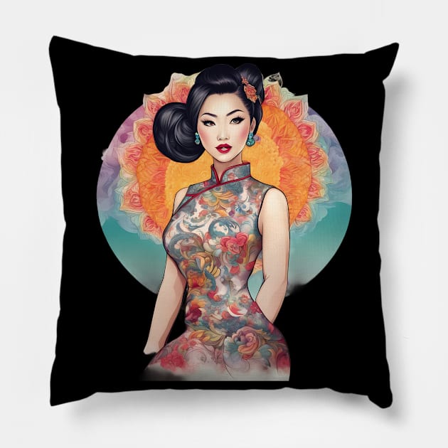 Chinese Dragon Lady Pillow by animegirlnft