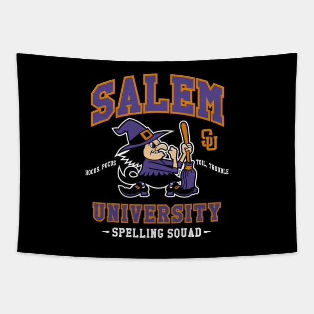 Salem University - Spelling Squad - Cartoon Witch - Creepy Cute Goth Tapestry by Nemons