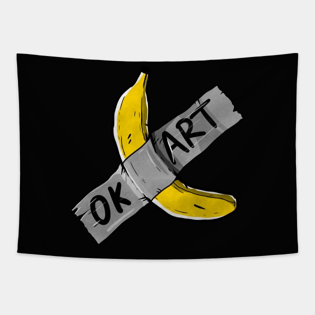 Banana duct tape funny art design Tapestry by A Comic Wizard