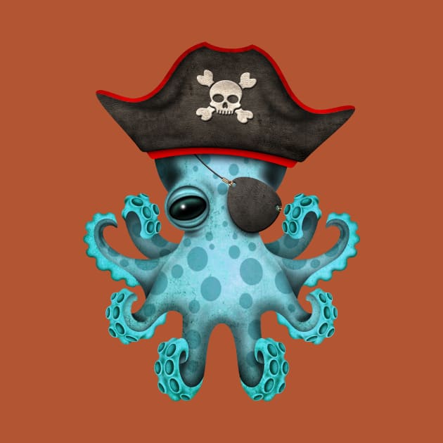 Cute Blue Baby Octopus Pirate by jeffbartels