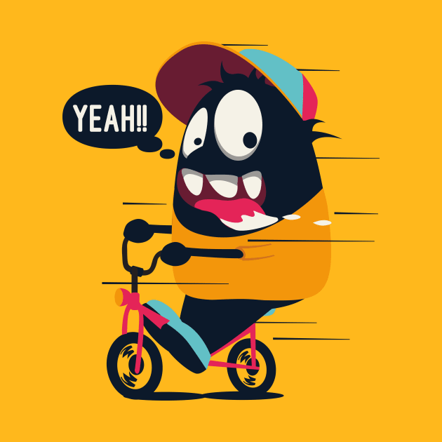 Monster Riding Bike by mertkaratay