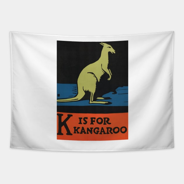 K is for Kangaroo ABC Designed and Cut on Wood by CB Falls Tapestry by EphemeraKiosk