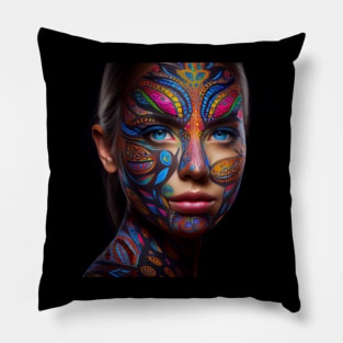 Beautiful intricate patterns on a woman's face Pillow