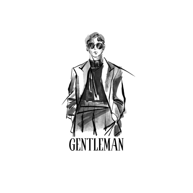 White Black Illustration Brush Gentleman by Rahul Store 24