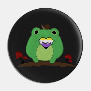 Pronoun Frog They She Nonbinary Pin