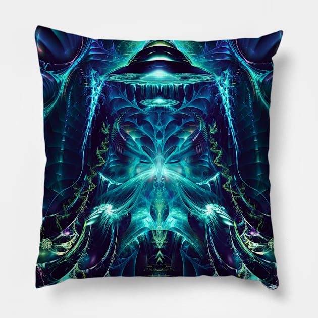 Platea Visionary Fractal Manipulation Manafold Art Pillow by Manafold