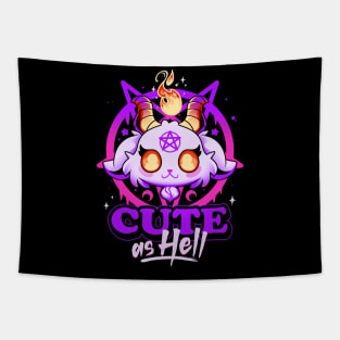 Cute as Hell - Pink Evil Demon Goat Tapestry