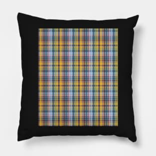 Coneflower Plaid Soft Blues and Yellows Pillow