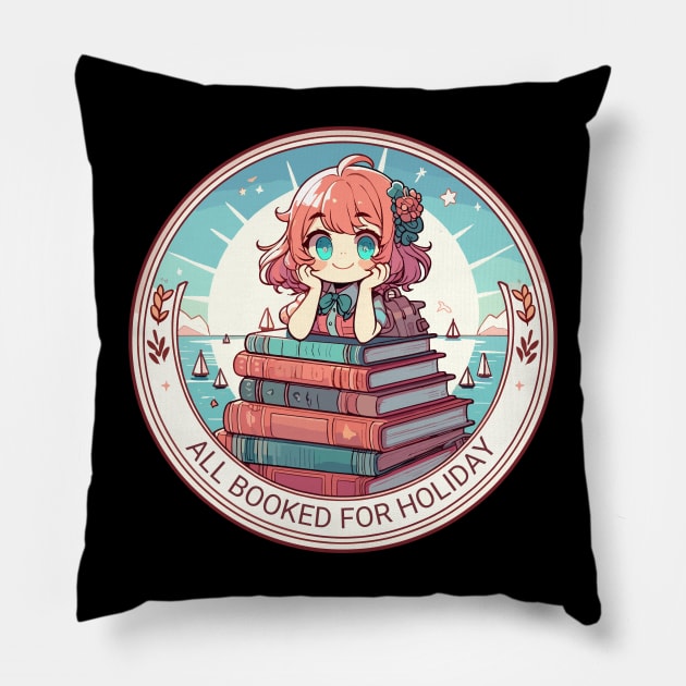 Cute All booked for holiday christmas Pillow by TomFrontierArt