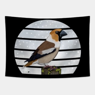 Hawfinch Winter Snow Bird Watching Birding Ornithologist Gift Tapestry