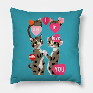 Cute Little Valentine Love Cats Pillow