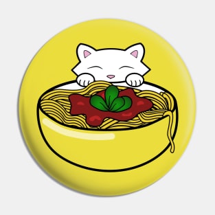 Cat eating spaghetti Pin