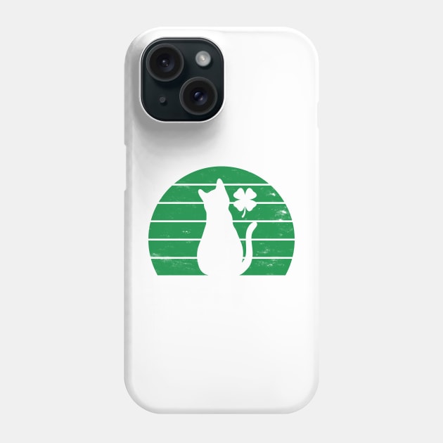 St Patricks Day Cat Lucky Shamrock (Distressed) Phone Case by yoveon