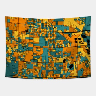 Fort Collins Map Pattern in Orange & Teal Tapestry