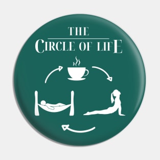 Coffee, Yoga, Sleep, Repeat. The Circle of Life [white print] Pin