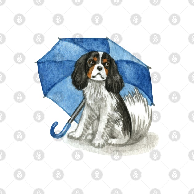 Cavalier King Charles Spaniel - Tri-colour Blue Umbrella by jollyinu