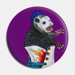 Rebellious Opossum With A Mohawk Running From Cops In A Skate - Oh No, The Po-Po! Pin