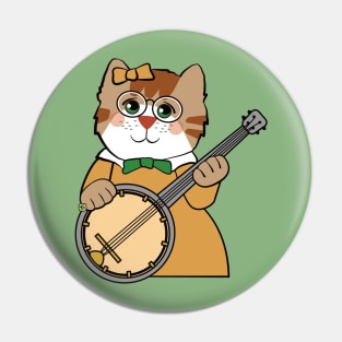 Cat Girl Playing Banjo Music Pin