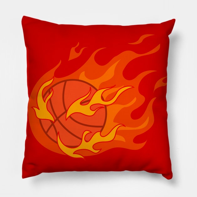 Blazing Victory: The Fiery Spirit of Basketball Pillow by Orange-C