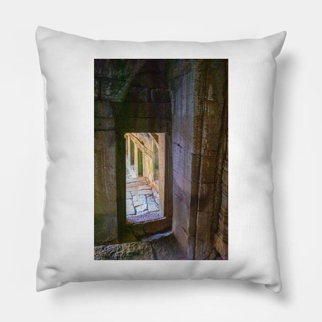 Angkor Thom Doorway Pillow by BrianPShaw