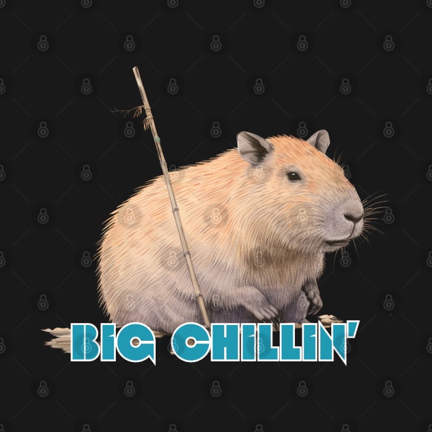 Big Chillin Capybara Cute Meme Viral Japanese Art Style Ukiyoe Retro by GrooveGeekPrints