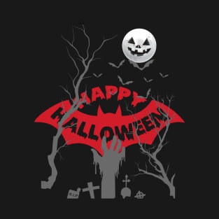 Holloween Happy Halloween Bat Scary Moon T-Shirt