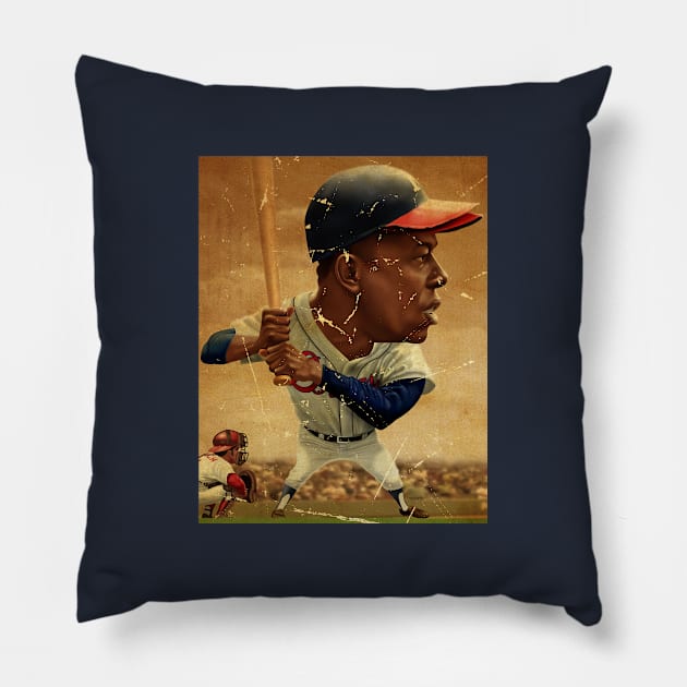 Hank Aaron [Regular Vintage] Pillow by Lazy Sunday