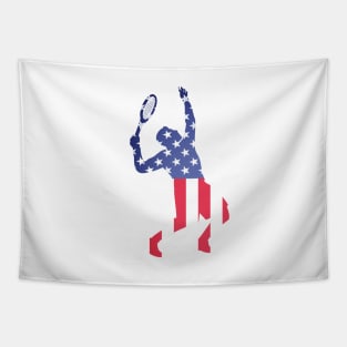 US Open Tennis USA Flag Silhouette Tapestry