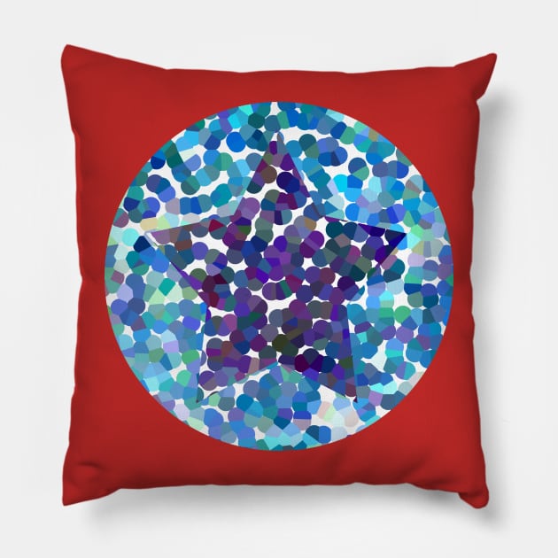 Dark Blue Dotty Star Pillow by ellenhenryart