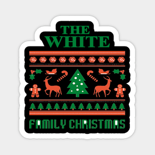 Family Christmas - Groovy Christmas WHITE family, Family Christmas T-shirt, Pjama T-shirt Magnet