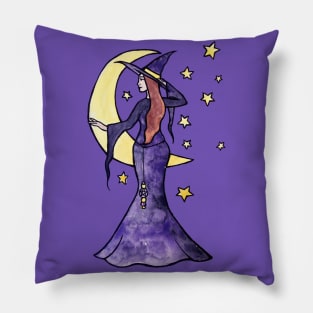 Purple Moon Witch Pillow