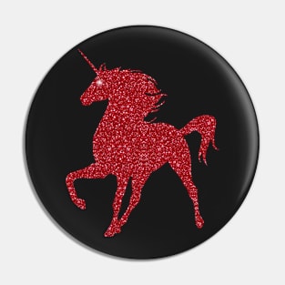 Red Faux Glitter Magical Unicorn Pin