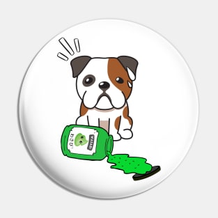 Cute English Bulldog Spilled Wasabi sauce Pin