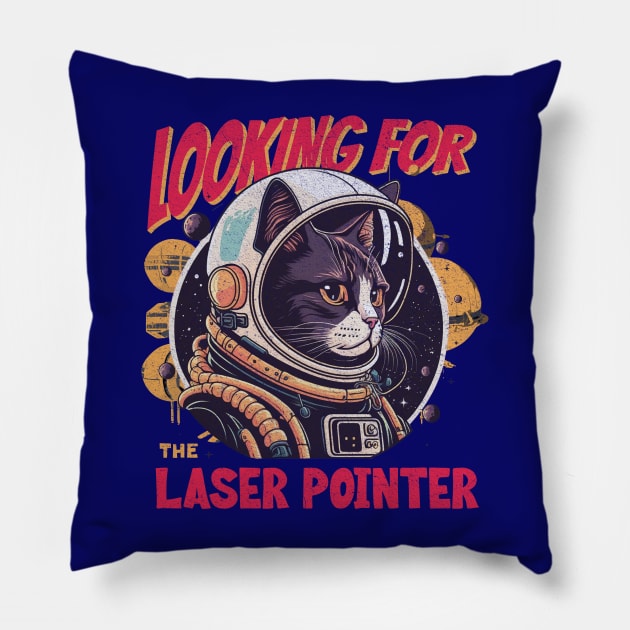 Looking For The Laser Pointer Pillow by Retro Meowster