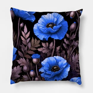 Poppy Flowers on Black Pillow