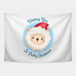 A Cute Lamb in Santa Hat Tapestry