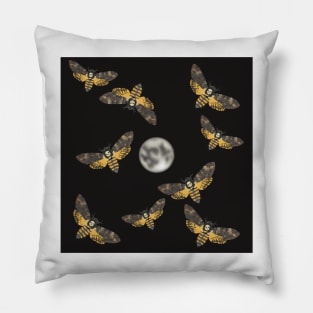 Death's Head Moth and Moons Black Pillow