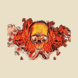 Burning skull of burning heart T-Shirt