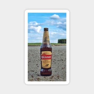 Refreshing Summer Beer with Blue Sky in the Background Magnet