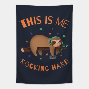 Funny Hard Rocking Sloth Tapestry