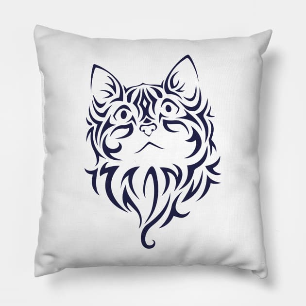 Kitty Cat Face Stencil front Pillow by sovereign120