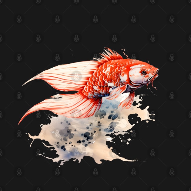 Magical Koi: Perseverance and Prosperity on a Dark Background by Puff Sumo