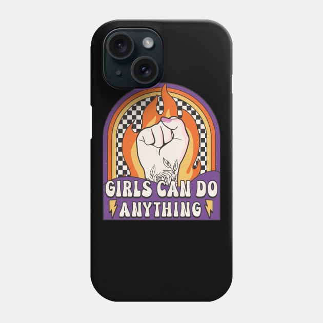 Girls Can Do Anything Girl Power Feminism Vintage Style Phone Case by FloraLi