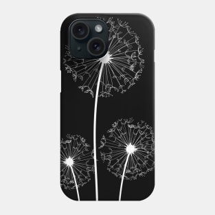 Dandelions on black Phone Case