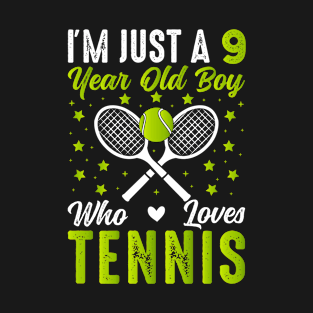 Tennis 9 Year Old Boy Birthday Christmas T-Shirt