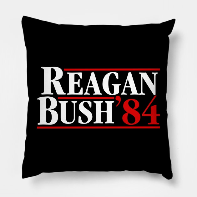 Reagan Bush 84 (on black) Pillow by Tainted